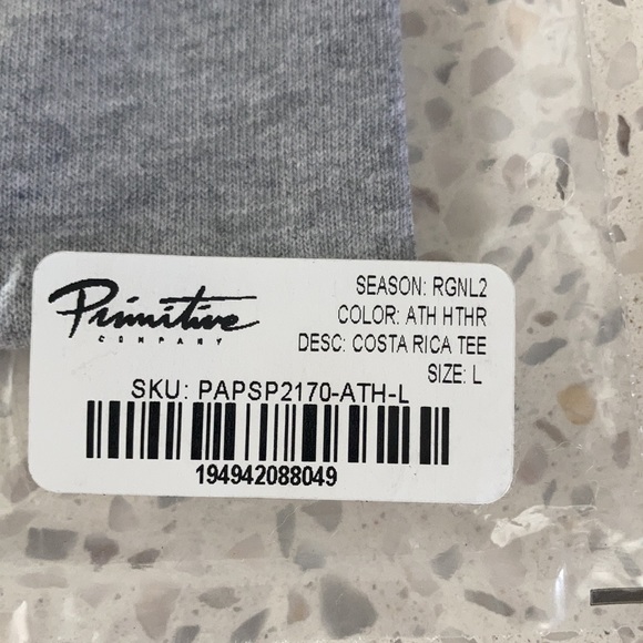 NWT Primitive Dirty P Costa Rica 🇨🇷 grey tee - Picture 4 of 5